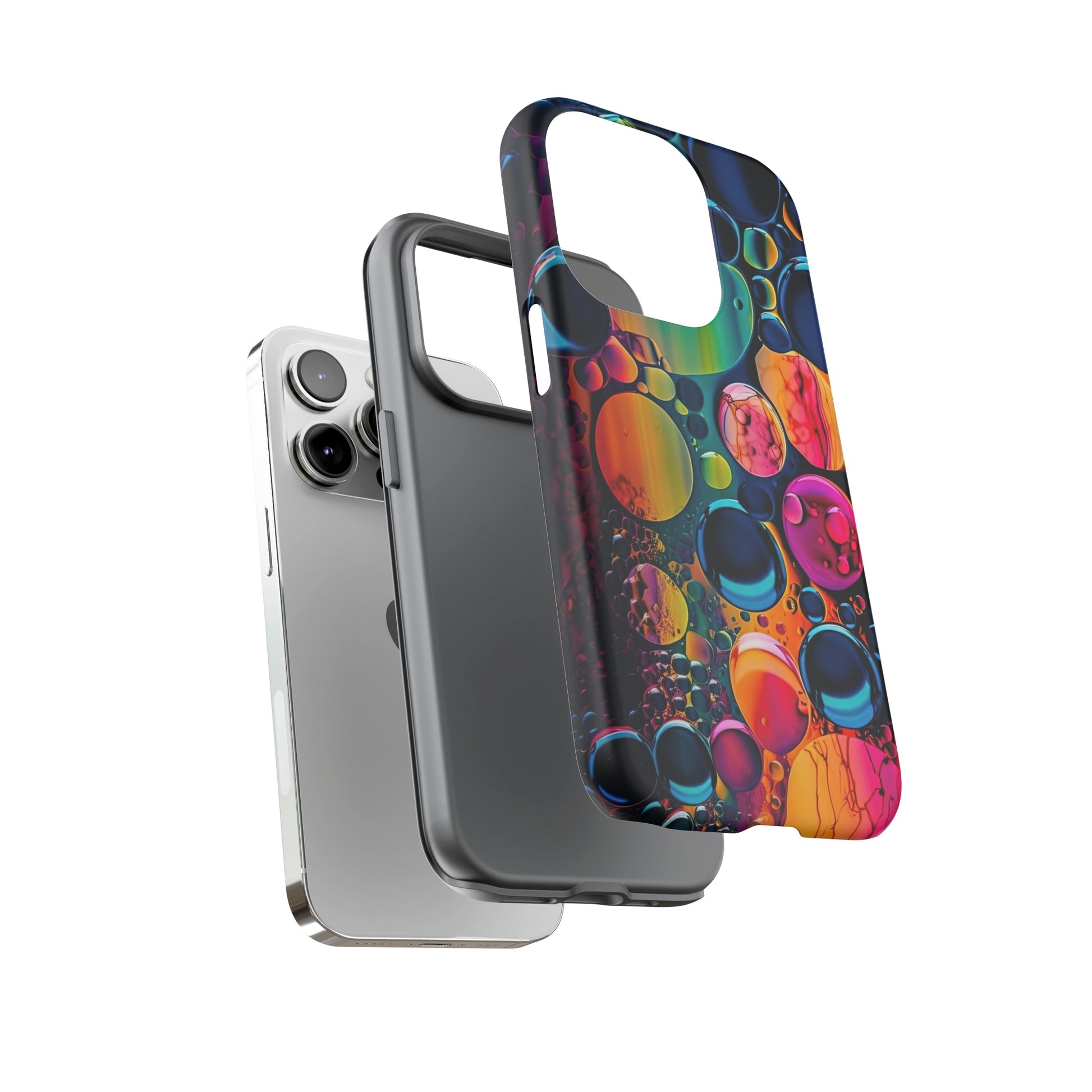 Dual Layer View of Color Oil Bubble Tough iPhone Case