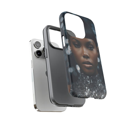 Dual Layer View of Silver Sequin Model Tough iPhone Case