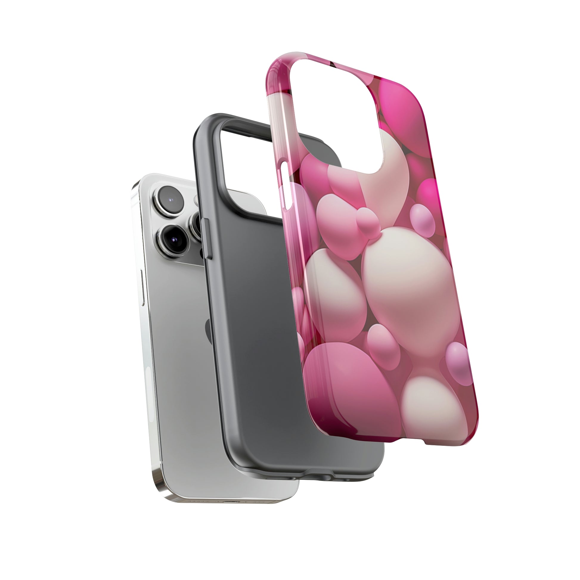 Dual Layer View of Pink Balloons Tough iPhone Case