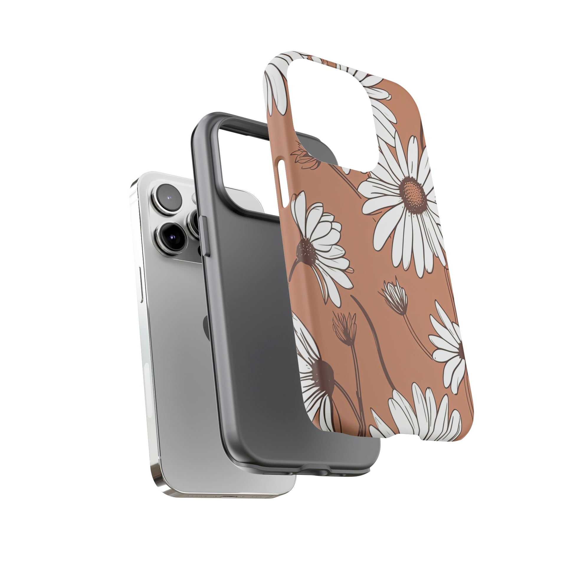 Dual Layer View of Boho Daisies Tough iPhone Case