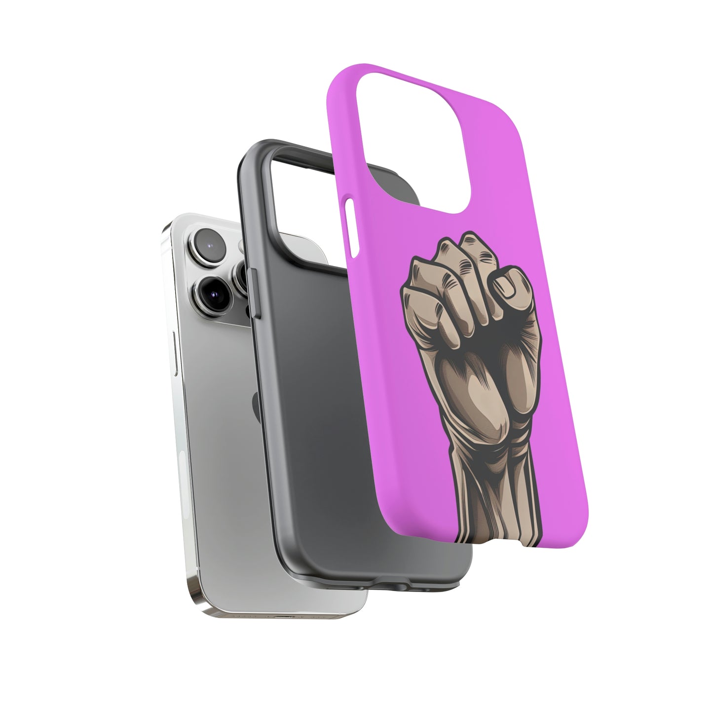 Dual Layer View of Women's Fist of Protest Tough iPhone Case